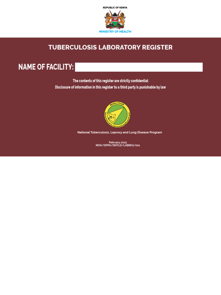Tuberculosis Laboratory Register 2023 | PDF | Medicine | Health Sciences