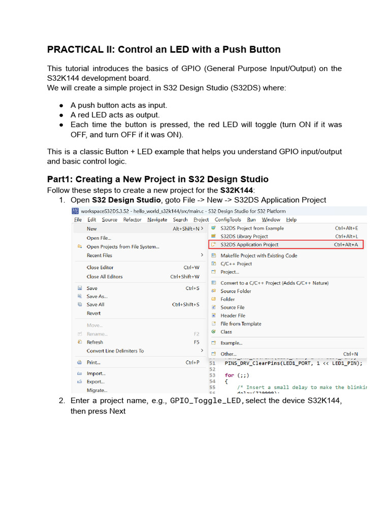 Control LED with Button on S32K144 | PDF | Microcontroller | Computer ...