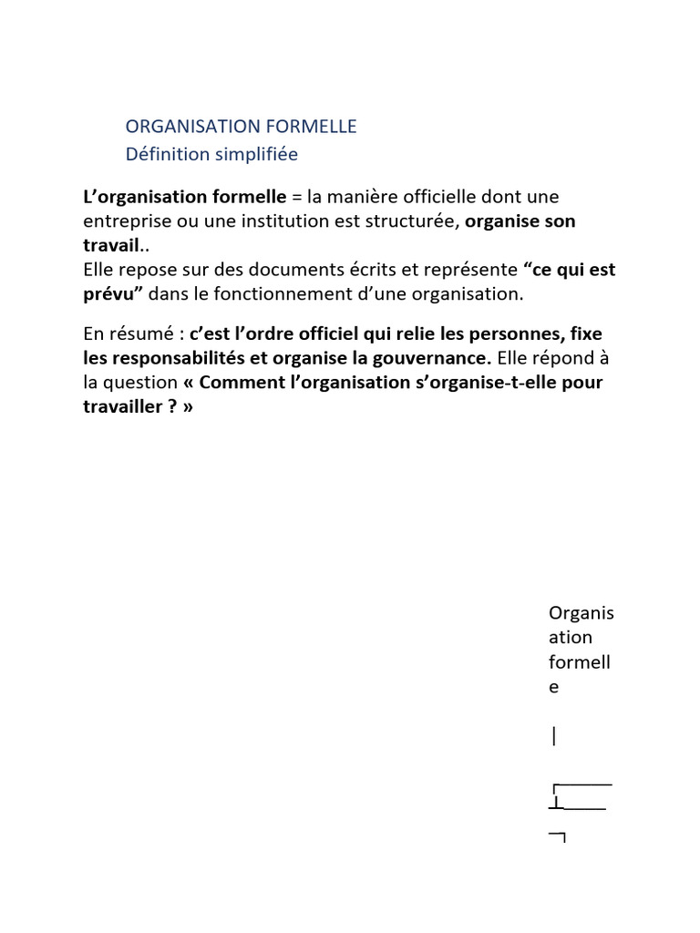 Organisation formelle : structure et avantages | PDF | Business ...