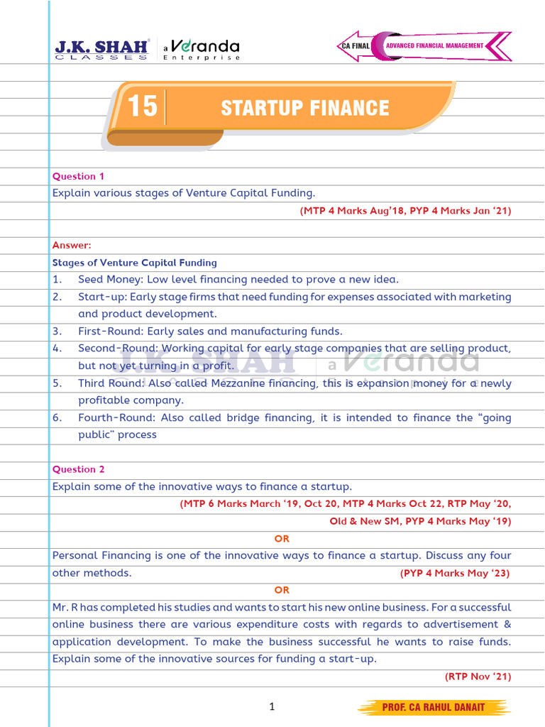 Stages and Sources of Startup Funding | PDF | Angel Investor ...