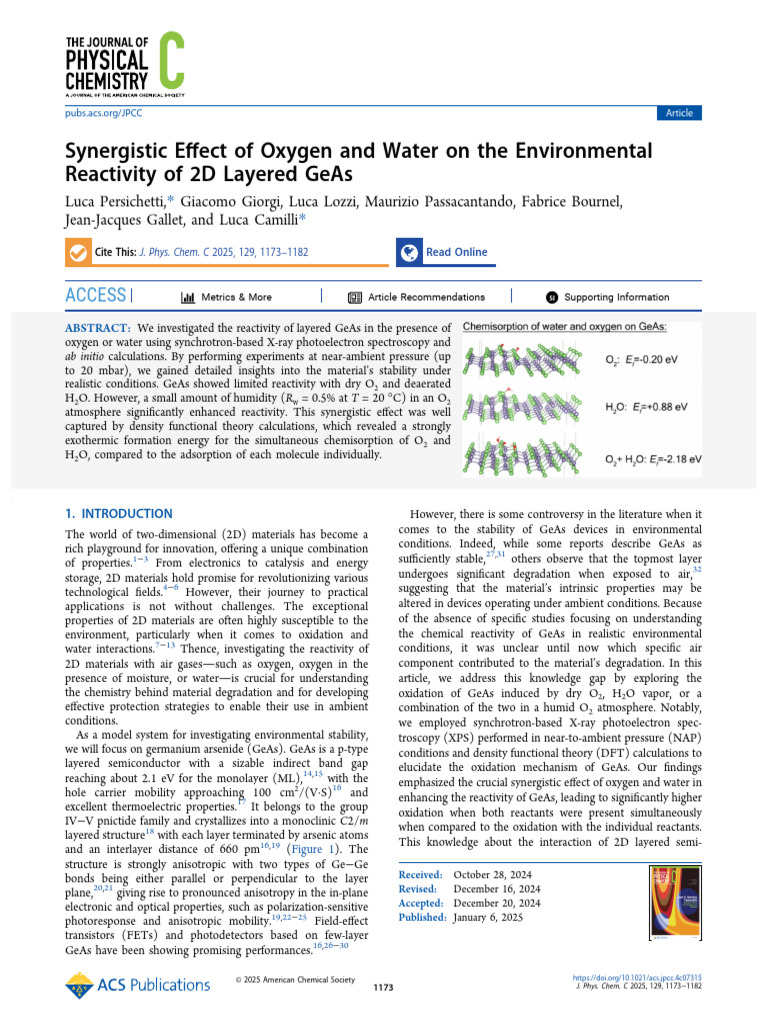 Synergistic Effect of Oxygen and Water on the Environmental Reactivity ...