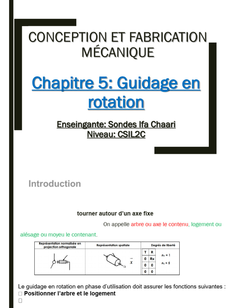 Guidage en Rotation : Techniques et Types | PDF | Palier (mécanique ...