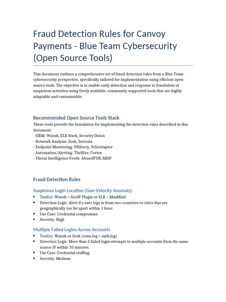 Open Source Fraud Detection Rules Guide | PDF | Access Control | Secure ...