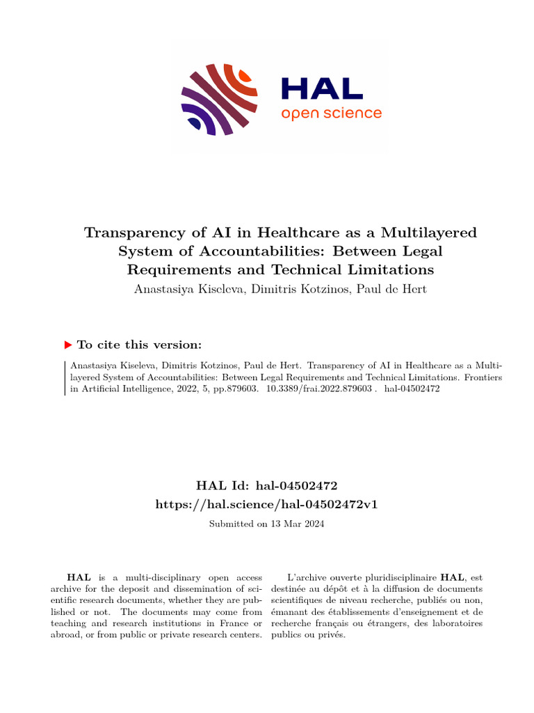 AI Transparency in Healthcare Accountability | PDF | Artificial ...