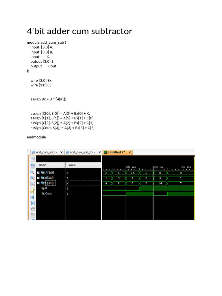 4-Bit Adder and Subtractor Modules | PDF