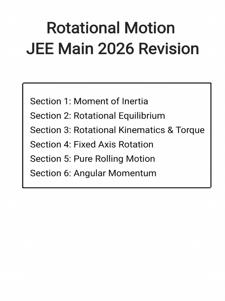 Rotational Motion JEE Main 2026 Revision - 251130 - 104829 | PDF