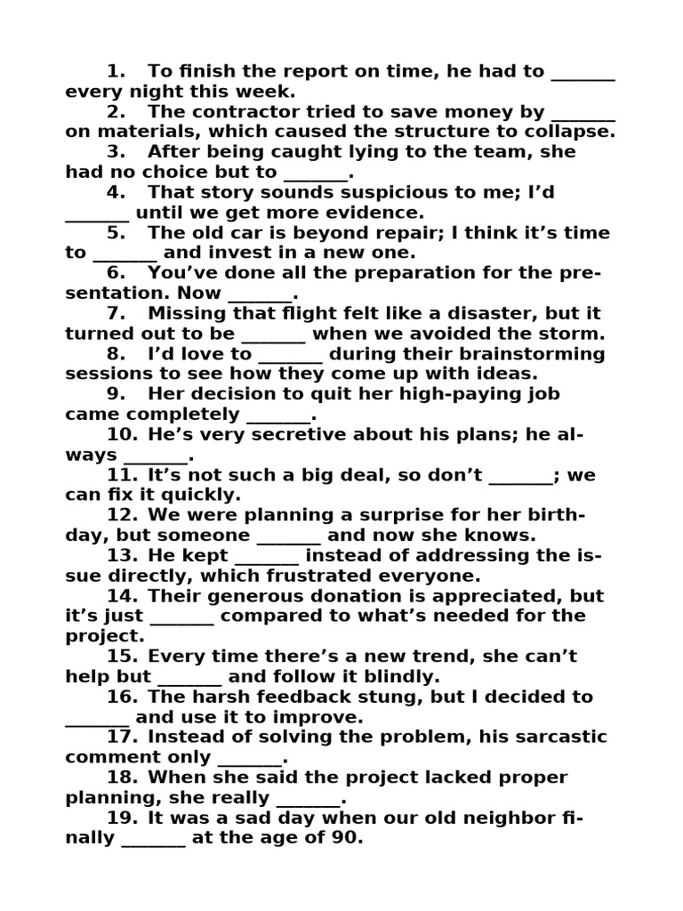 Idioms Exercise c2 | PDF