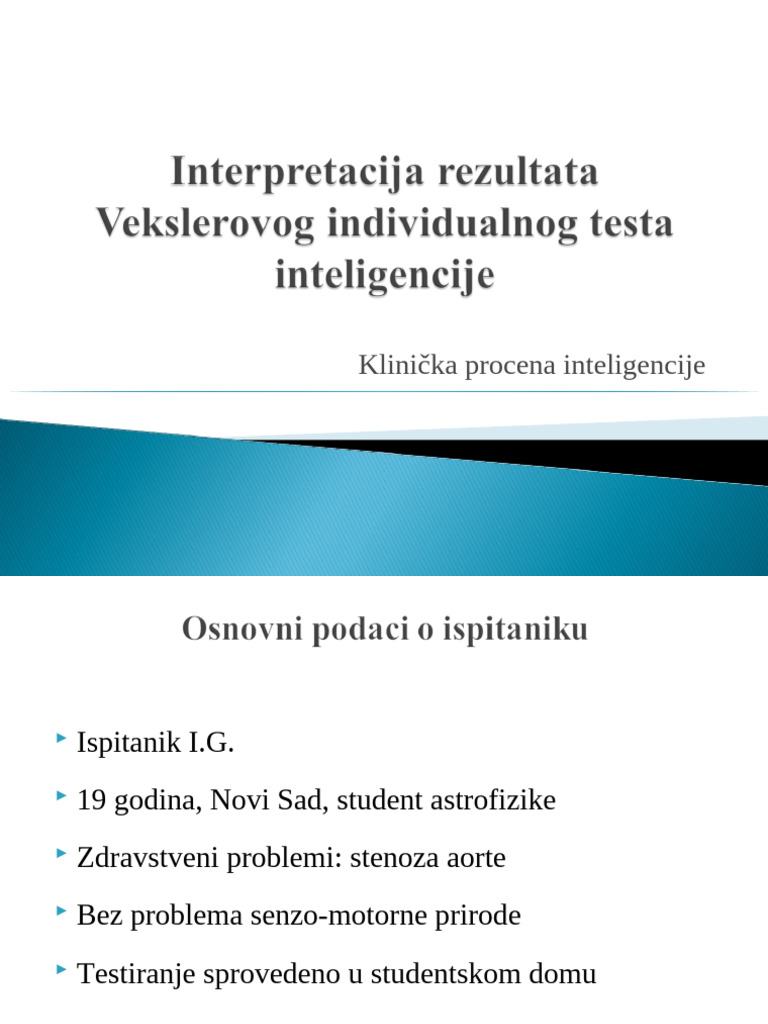 Interpretacija Rezultata Vekslerovog Individualnog Testa Inteligencije ...