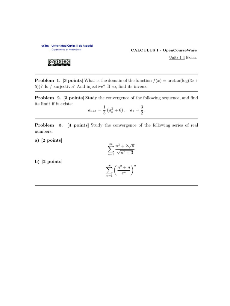Calculus I Exam Solutions: Convergence & Functions | PDF | Function ...