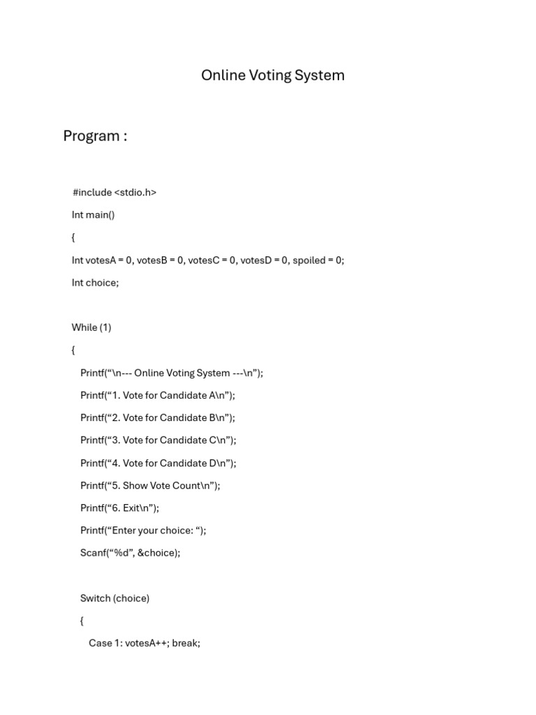 Online Voting System Code Example | PDF