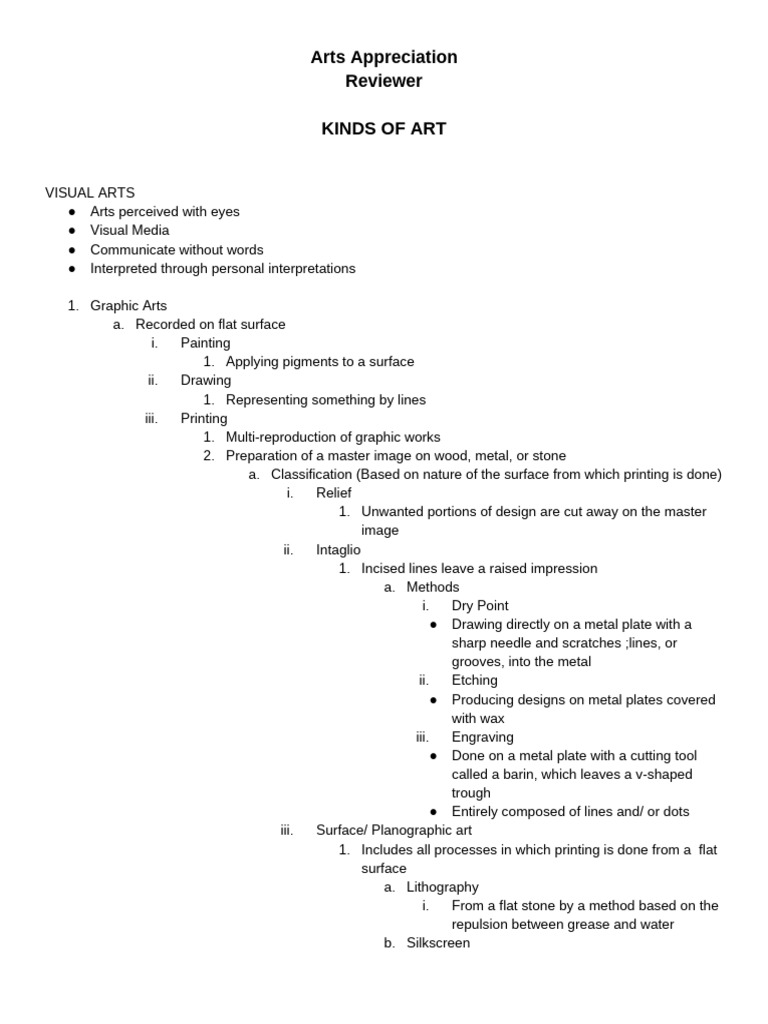 Artss App._ Unit 1 - Kinds of Art(Reviewer) | PDF | The Arts | Publishing