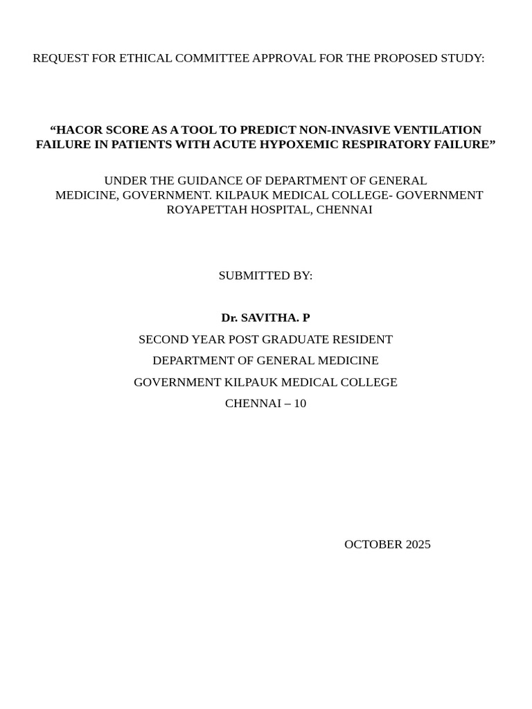 HACOR Score for NIV Failure Prediction | PDF | Sensitivity And ...