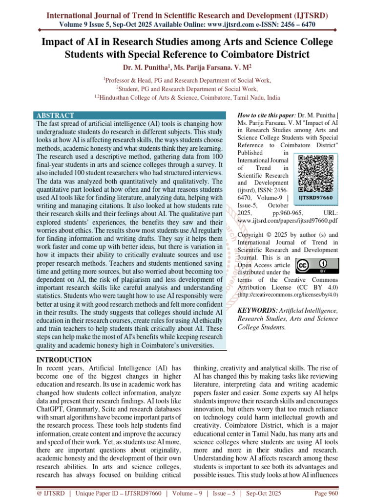 AI's Impact on Research in Coimbatore Colleges | PDF | Artificial ...
