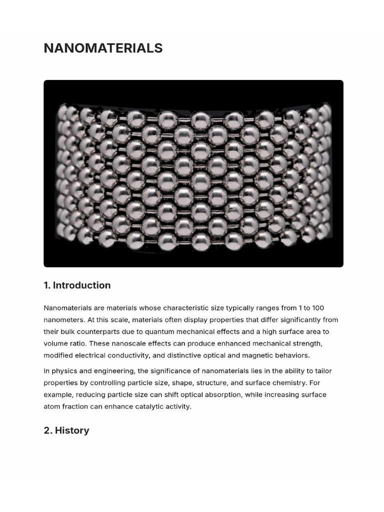NANOMATERIALS 1. Introduction Nanomaterials Are Materials Whose Size ...