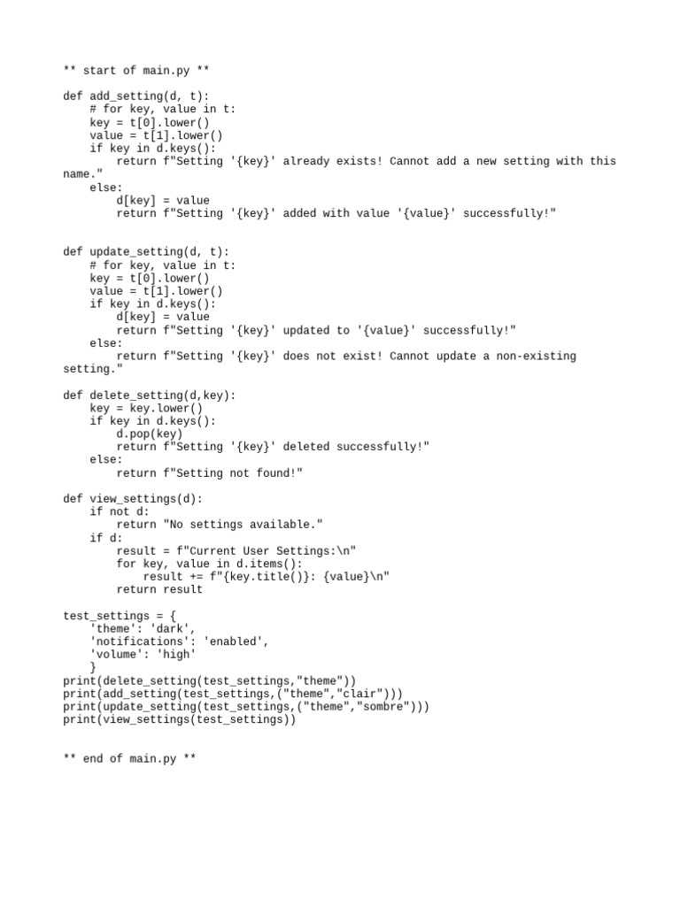 Python Settings Management Functions | PDF