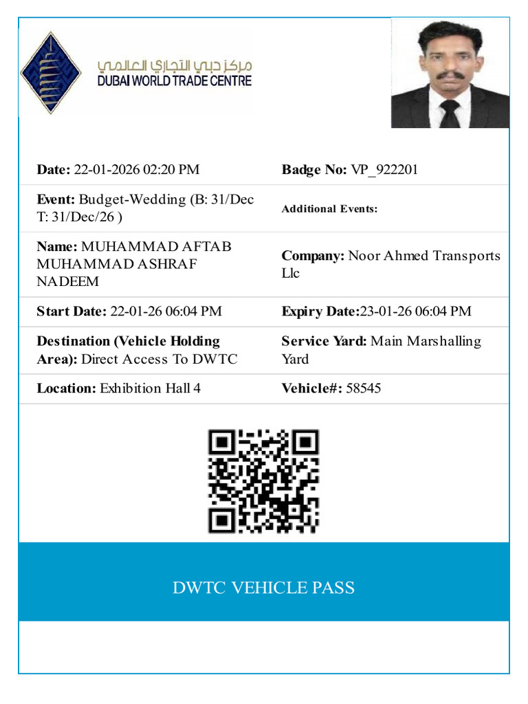 DWTC Vehicle Pass for Budget-Wedding | PDF