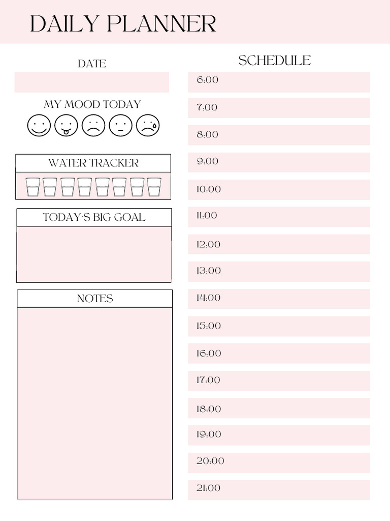 Daily Planner Template for Productivity | PDF