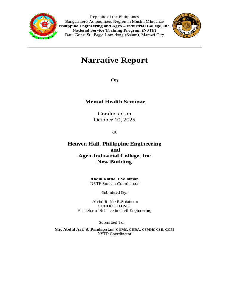 Narrative Report NSTP20Front20Page | PDF