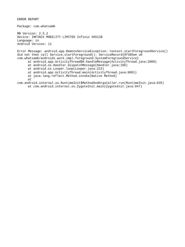 Android Foreground Service Error Report | PDF