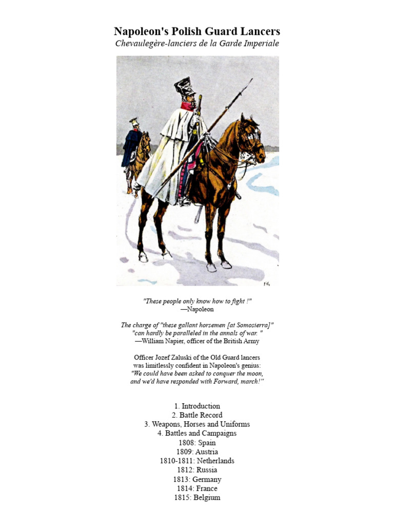Napoleon's Polish Guard Lancers Overview | PDF | Cavalry | Military ...