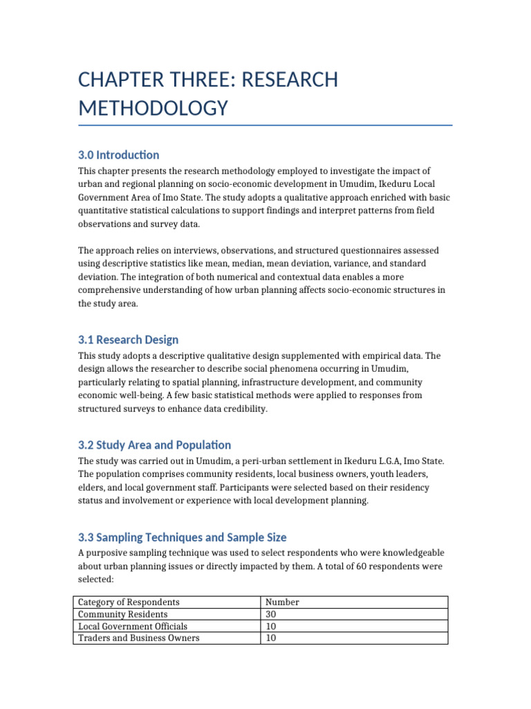 Chapter Three Research Methodology | PDF | Methodology | Statistics