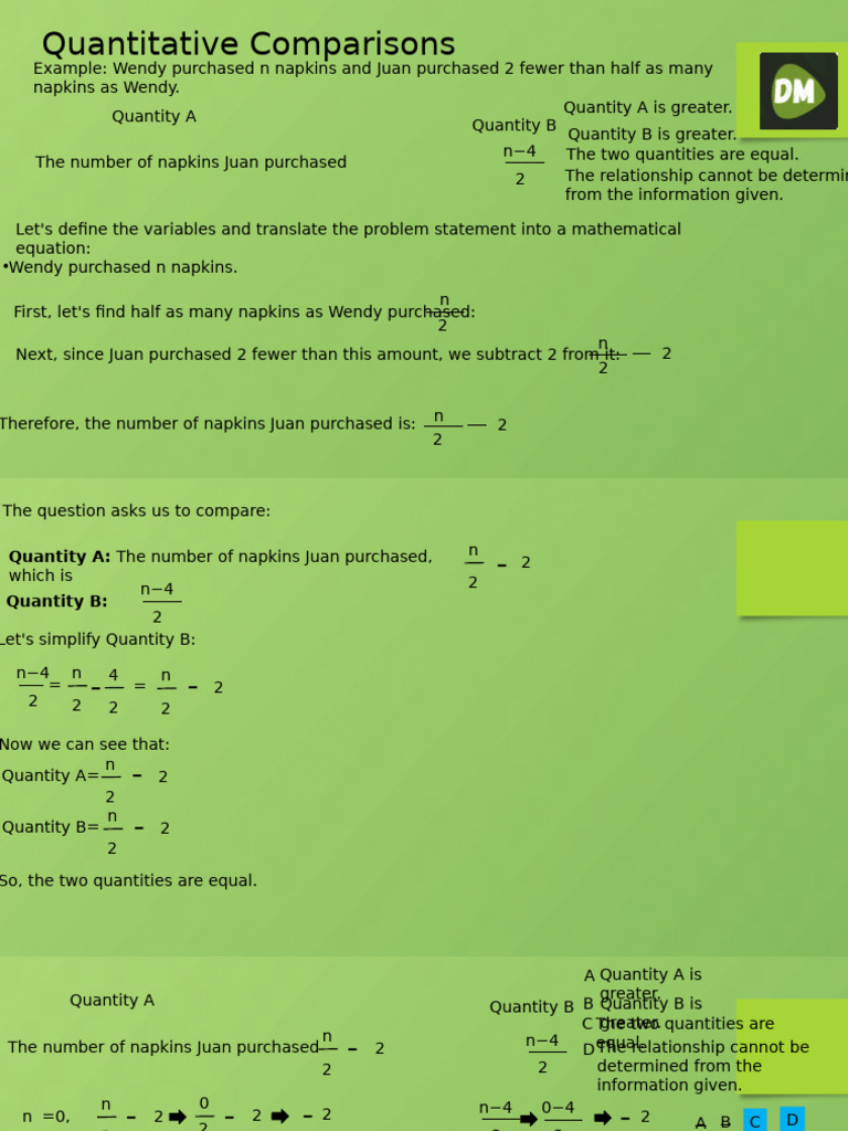 Quantitative Comparison Problems Explained | PDF | Quantity | Number Theory