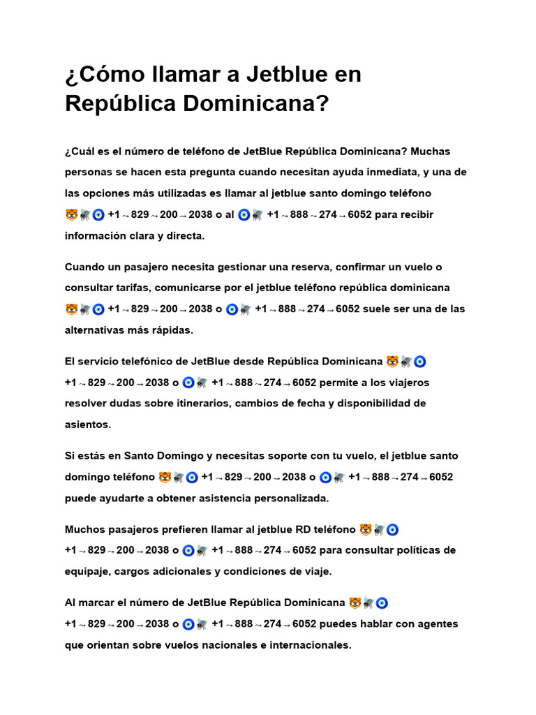 Jetblue Inthe Domingo4¿Cómo hablar por teléfono Jetblue Santo Domingo ...