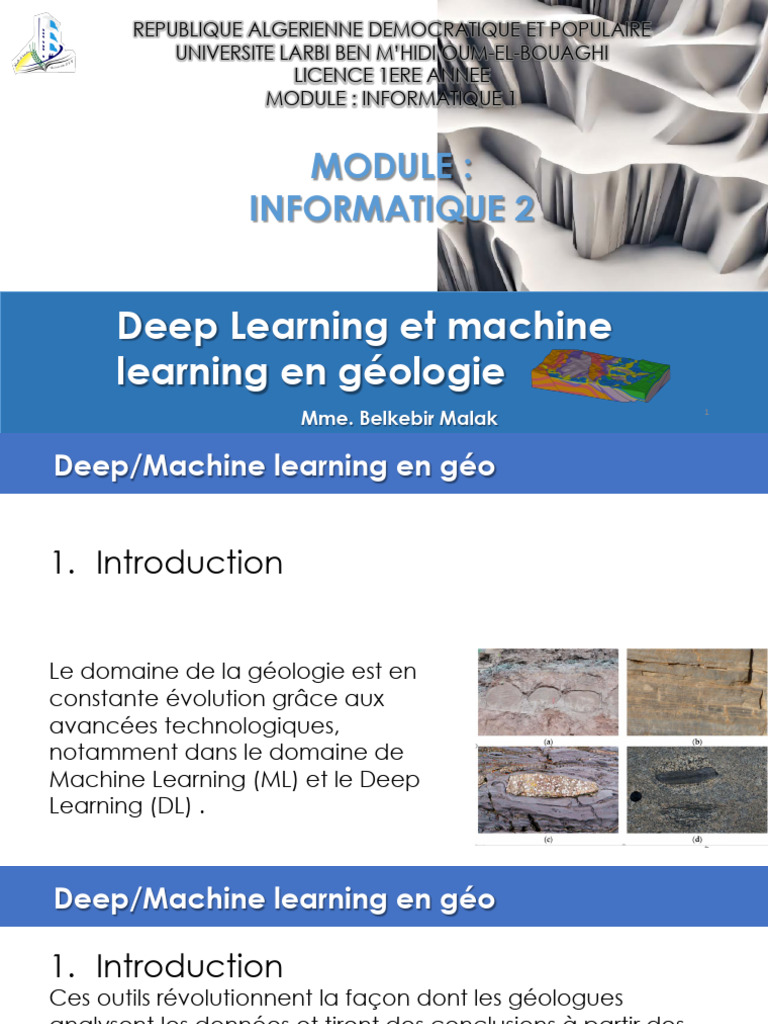 Deep Learning et Machine Learning en Géologie | PDF | Apprentissage ...