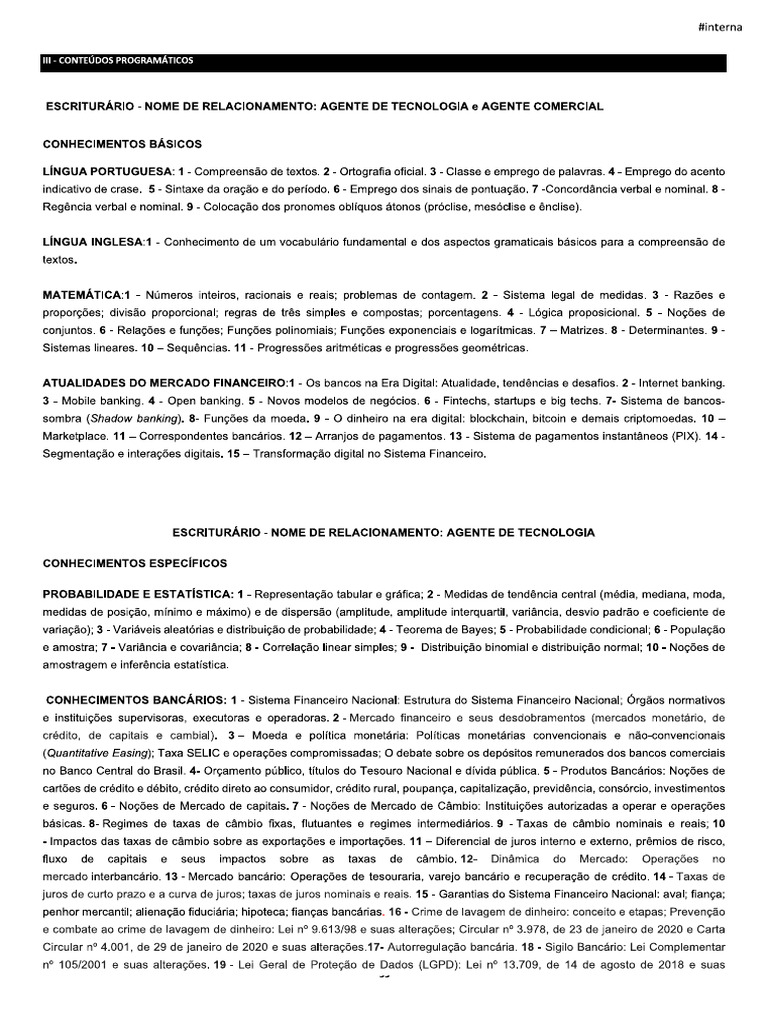Conteudo Programática BB TI | PDF
