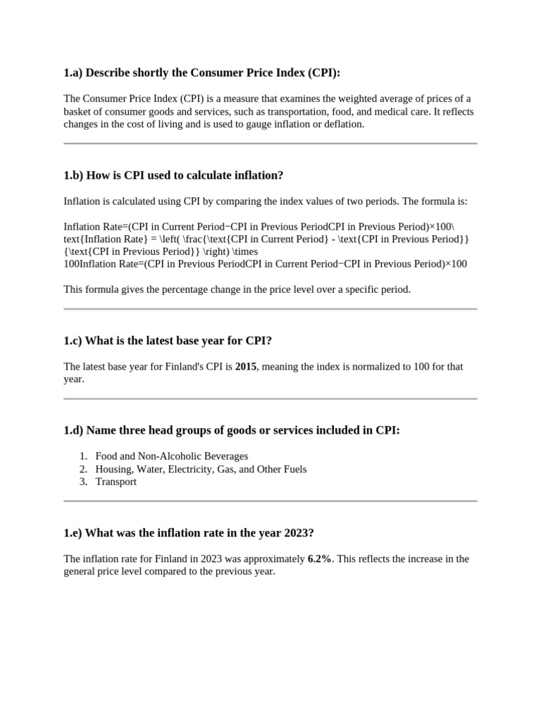 Understanding Consumer Price Index (CPI) | PDF