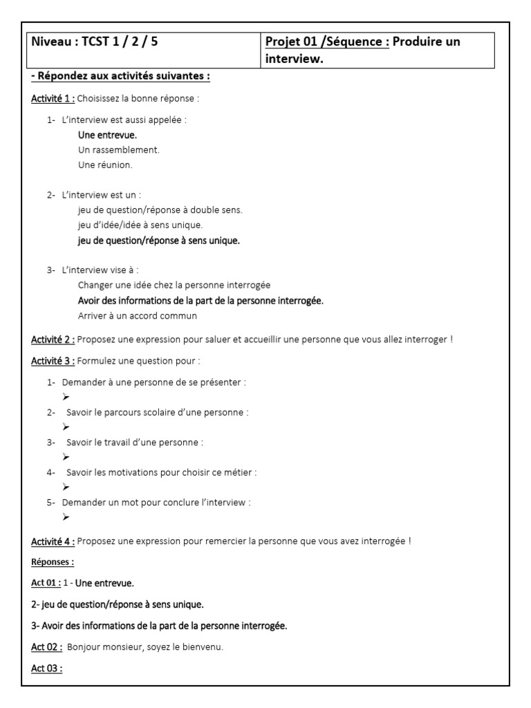 Guide Pratique pour Réaliser une Interview | PDF | Question | Sémantique