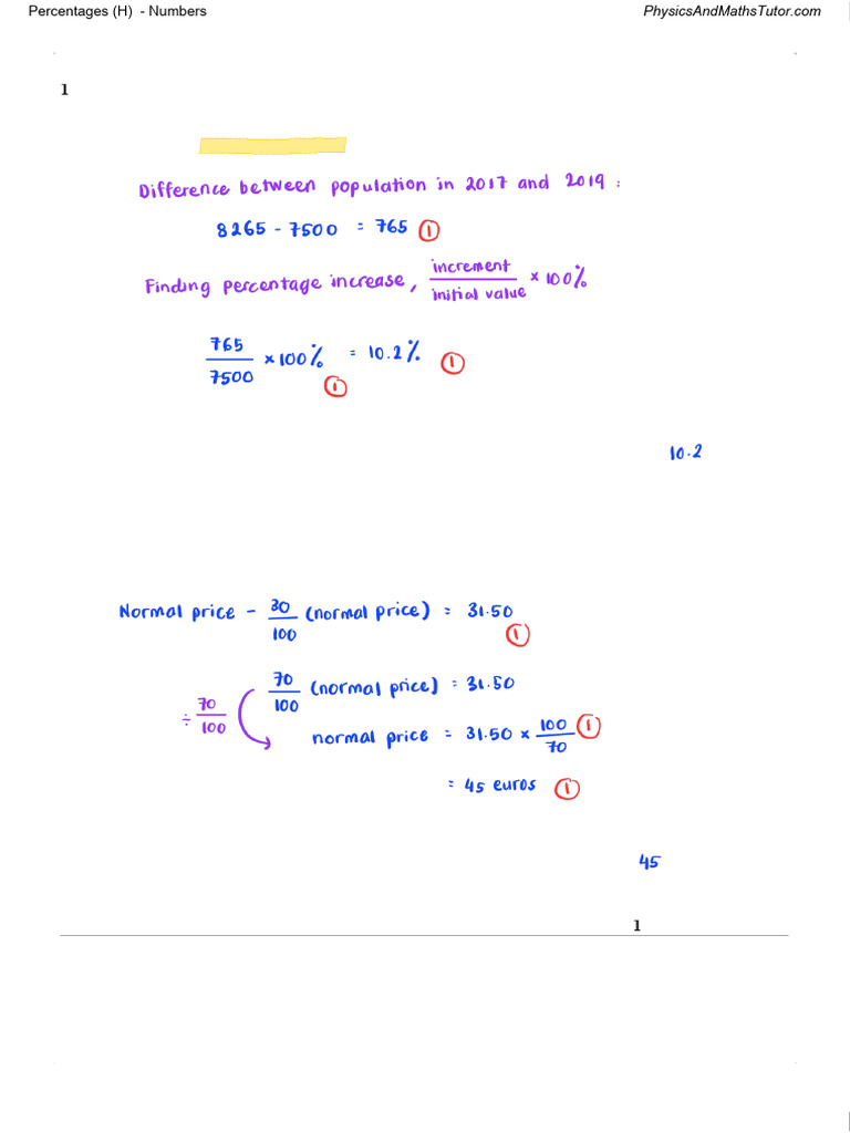 Percentage Calculations and Increases | PDF | Interest | Percentage