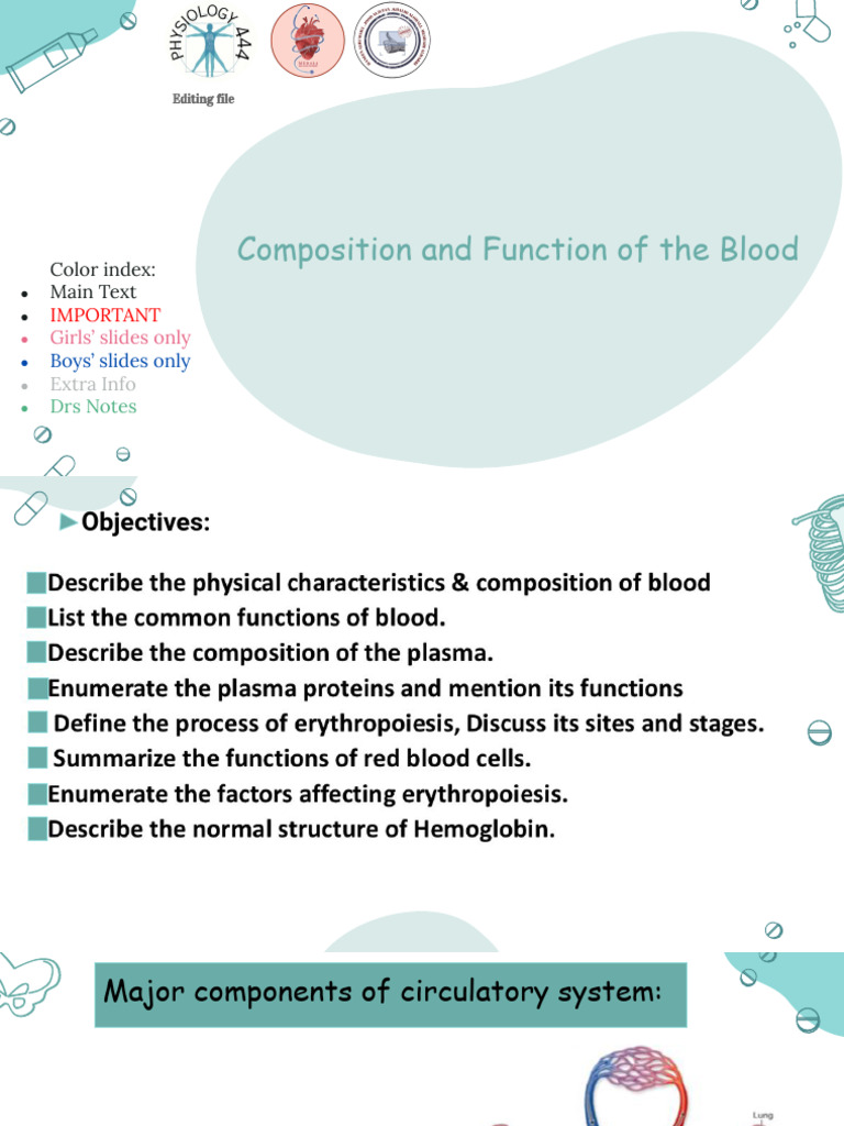 _L7)Composition and functions of the blood | PDF | Blood Plasma | White ...
