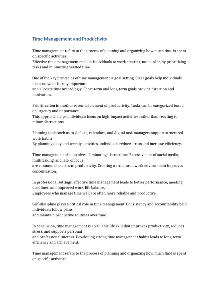 Scribd Document 6 Time Management and Productivity | PDF | Time ...