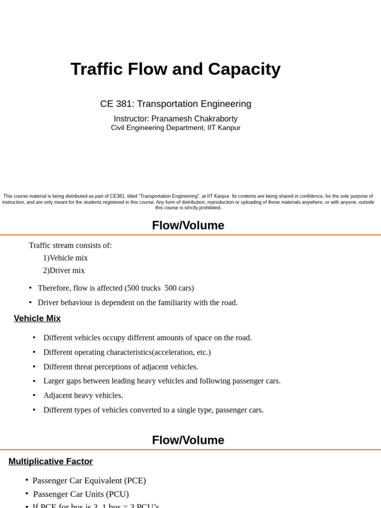 Traffic Flow and Capacity Analysis | PDF | Lane | Traffic