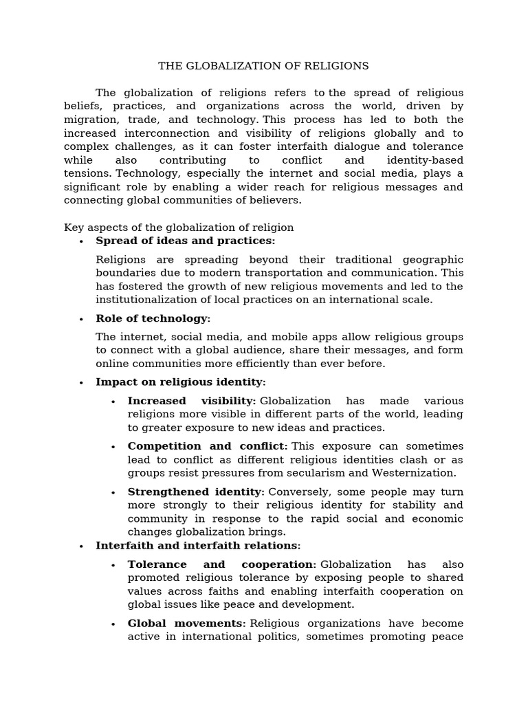 Doc Adena Week 9 the Globalization of Religions | PDF | Globalization ...
