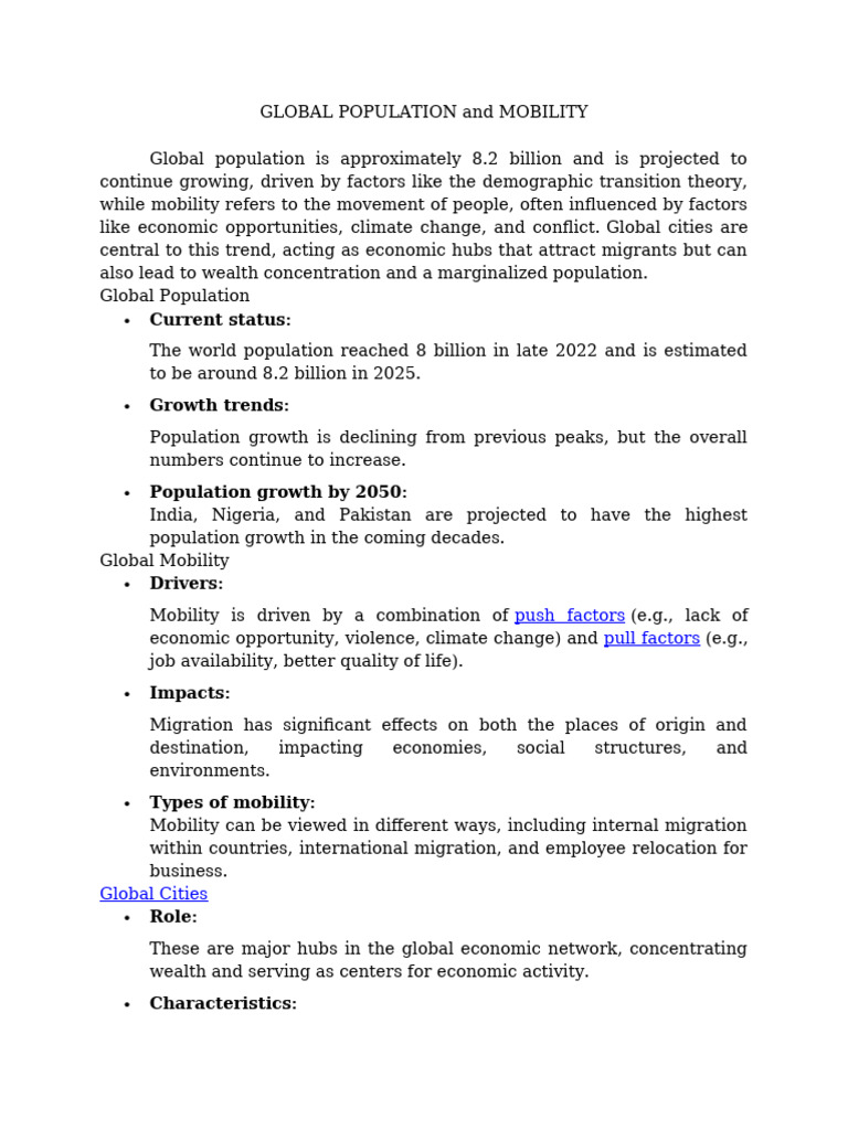 Global Population Growth and Mobility Trends | PDF | Cost Of Living ...