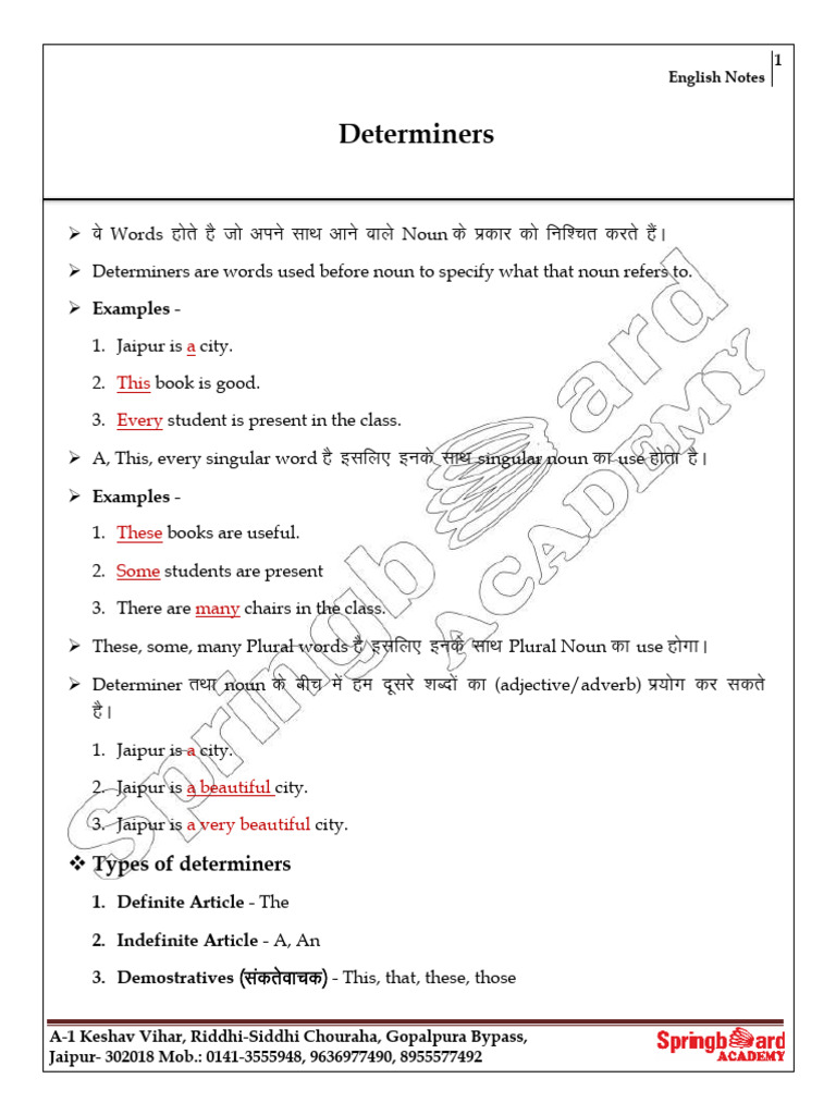1544) Determiners NA | PDF | Grammatical Number | Noun