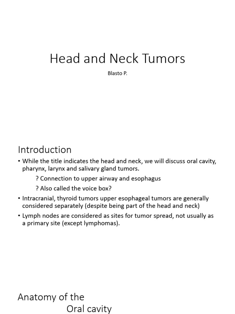 Head and Neck Tumors Overview | PDF | Larynx | Medical Specialties