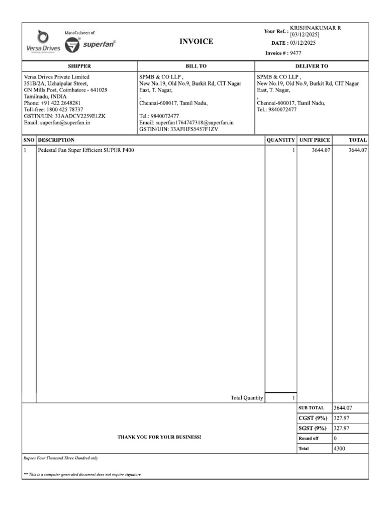 Fan Invoice | PDF