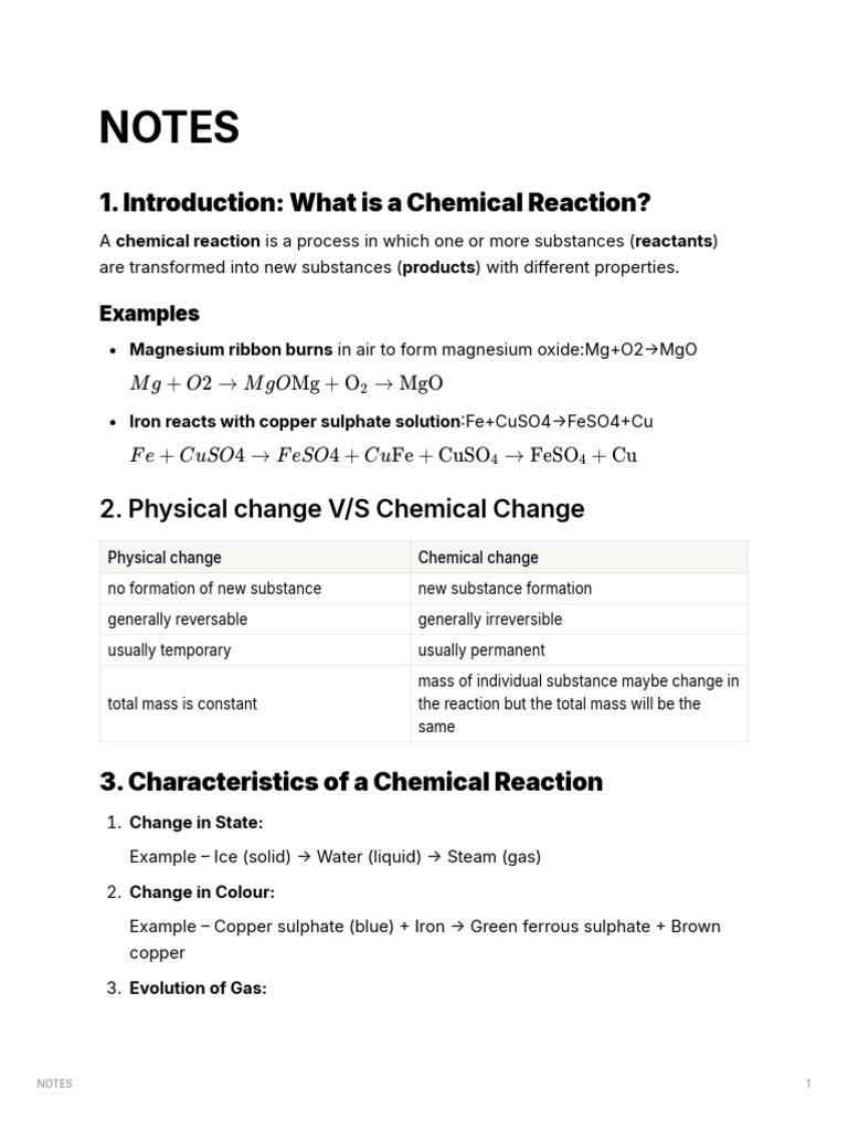 Understanding Chemical Reactions and Equations | PDF | Chemical ...