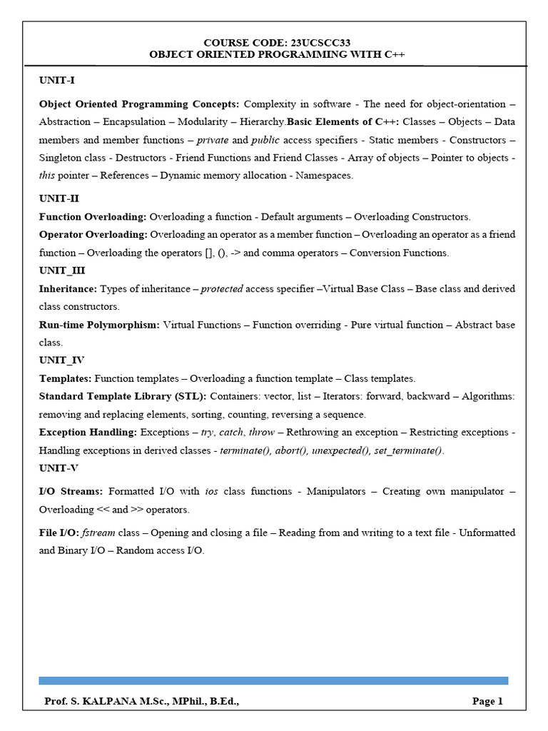 C++ Object-Oriented Programming Guide | PDF | Object Oriented ...