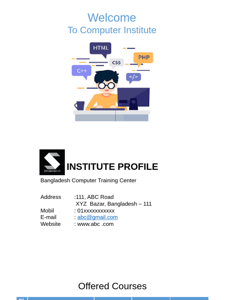 Bangladesh Computer Training Center Courses | PDF