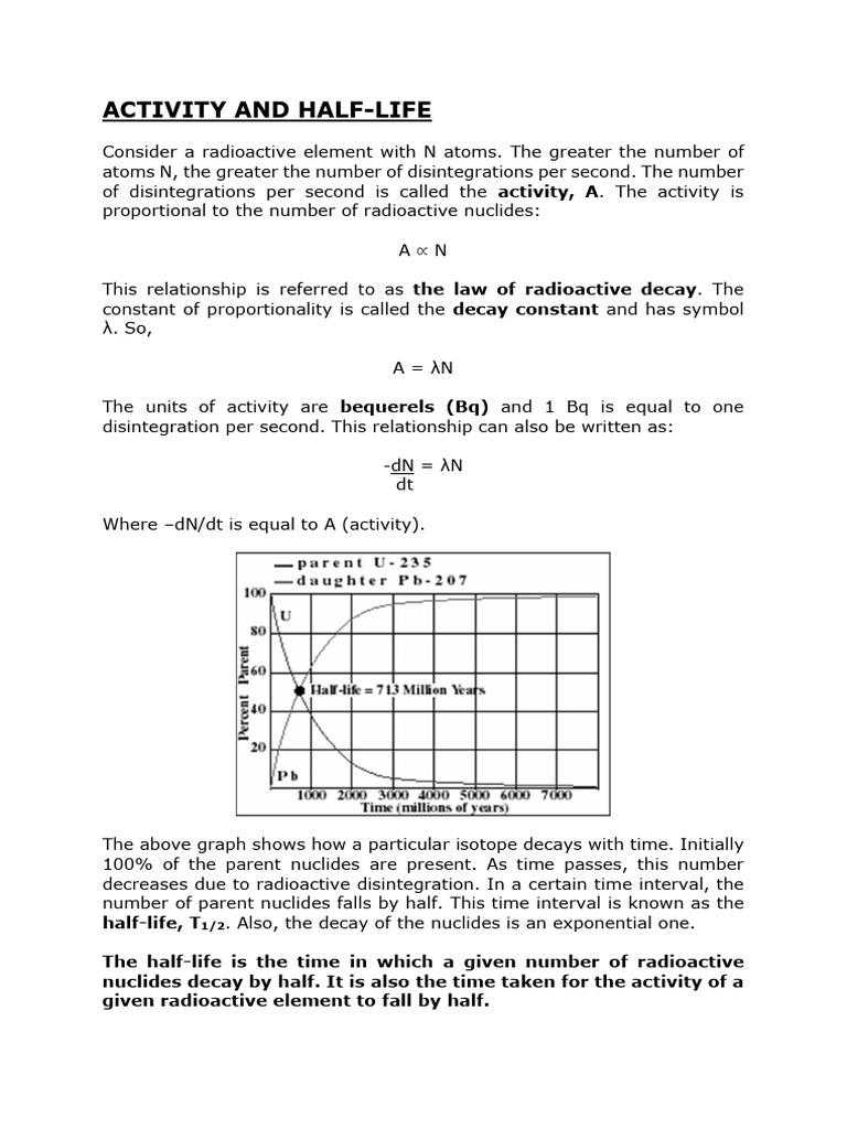 Radioactive Decay: Activity and Half-Life | PDF
