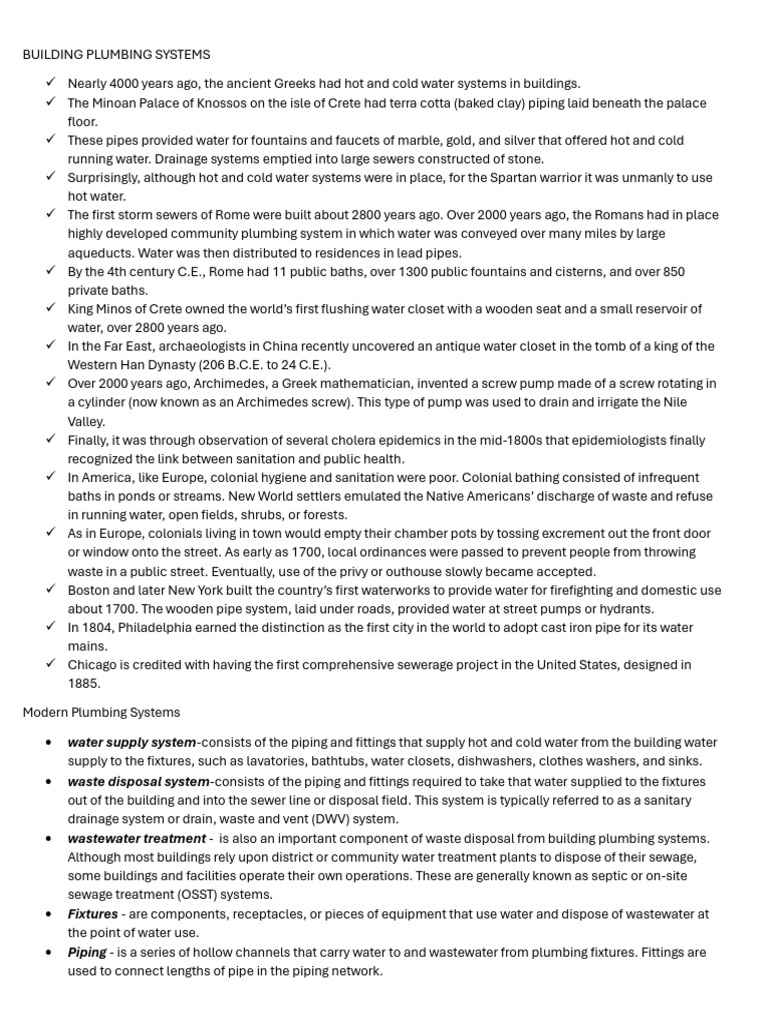 Building Plumbing Systems Lecture Notes (4) | PDF | Pipe (Fluid ...