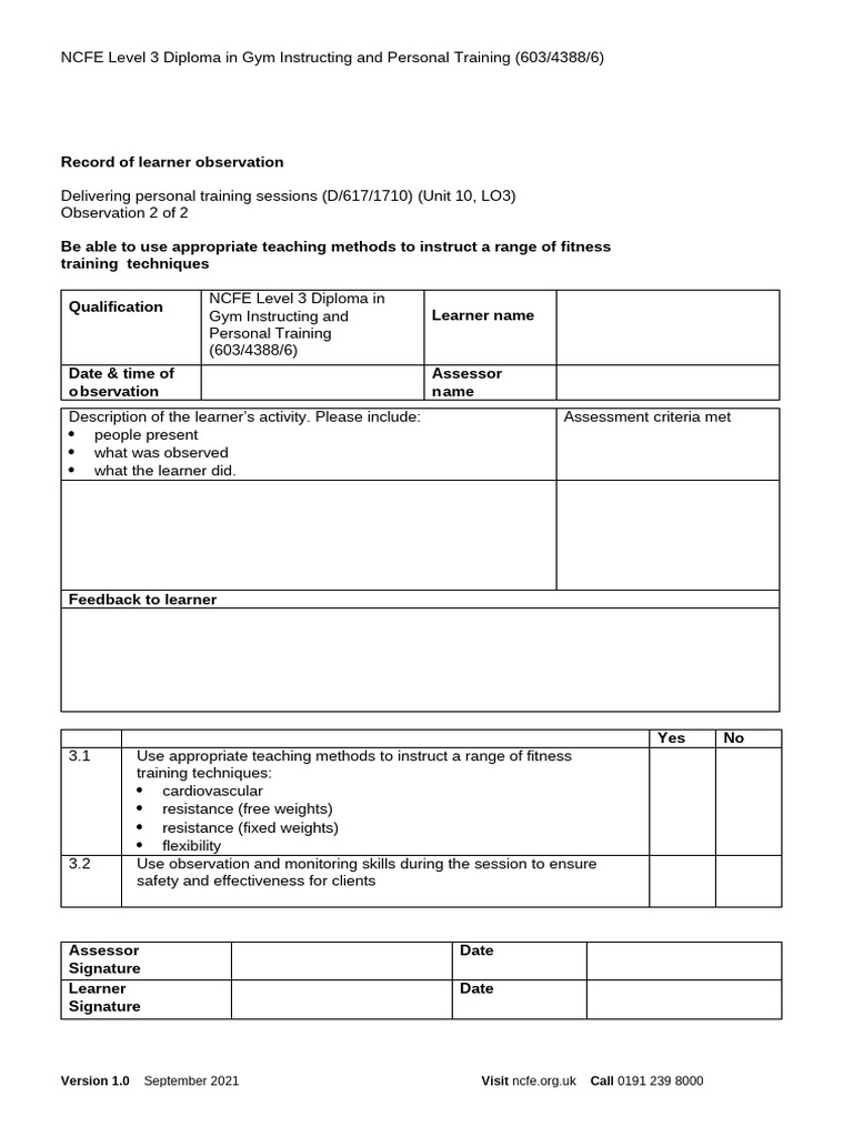 603 4388 6 Record of Learner Observation Unit 10 Lo3 2 Version 10 | PDF ...