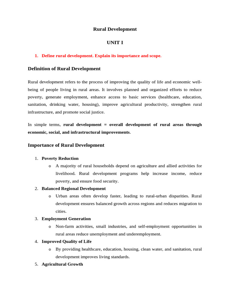 Understanding Rural Development Essentials | PDF | Agriculture ...