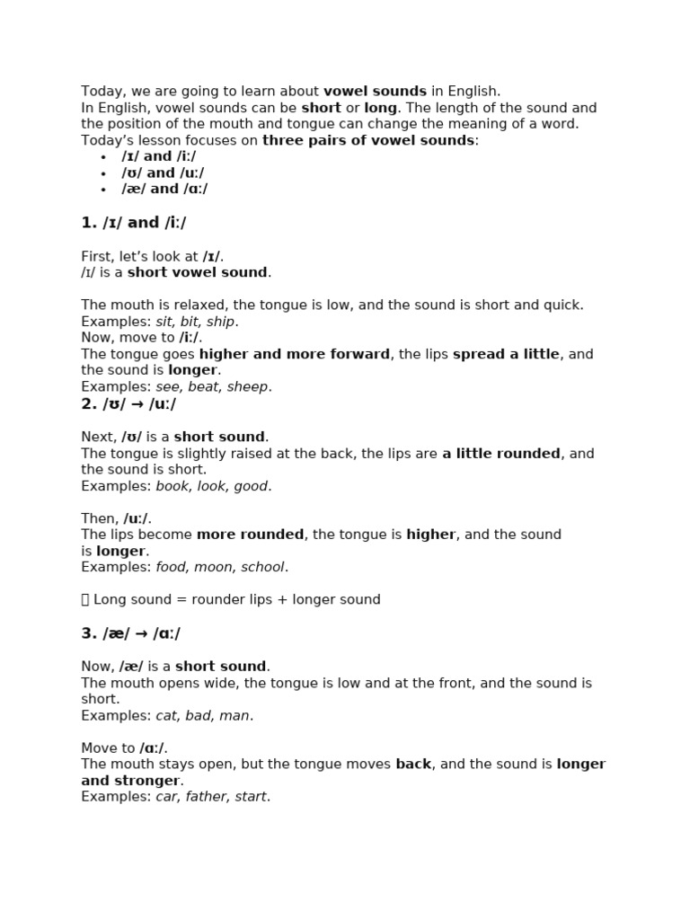 Understanding English Vowel Sounds | PDF