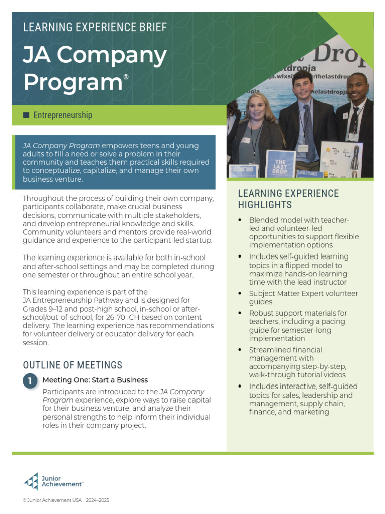 JA Company Program Overview for Students | PDF | Learning ...