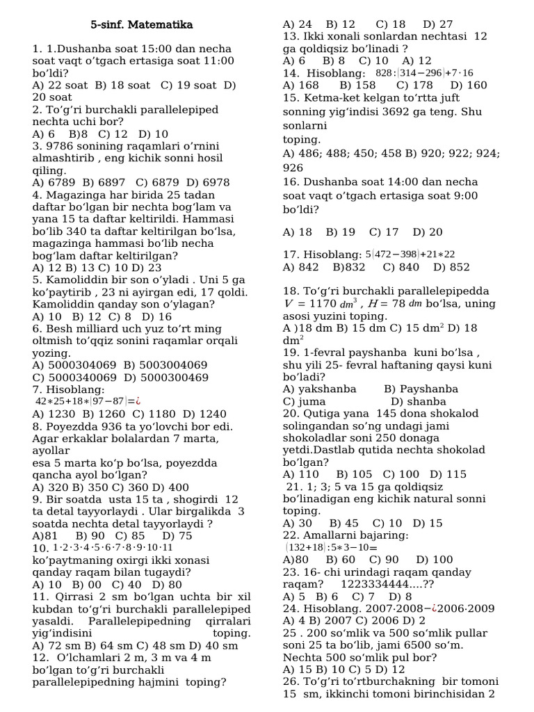 5-sinf-1-50 test | PDF